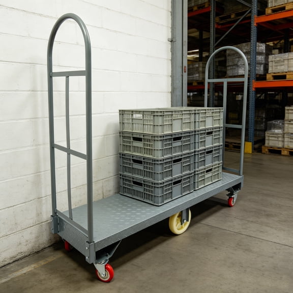 1 PCS 60.5*15.7*52.2in H U-Boat Cart, 2000LBS Capacity U-Boat Platform Truck Dolly, U-Boat Truck Steel with Removable Handles