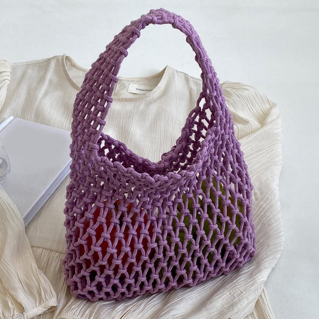 Bolso de compras tejido a mano, bolso de hombro ahuecado para mujeres, regalos de cumpleaños Sywqhk Para Estrenar