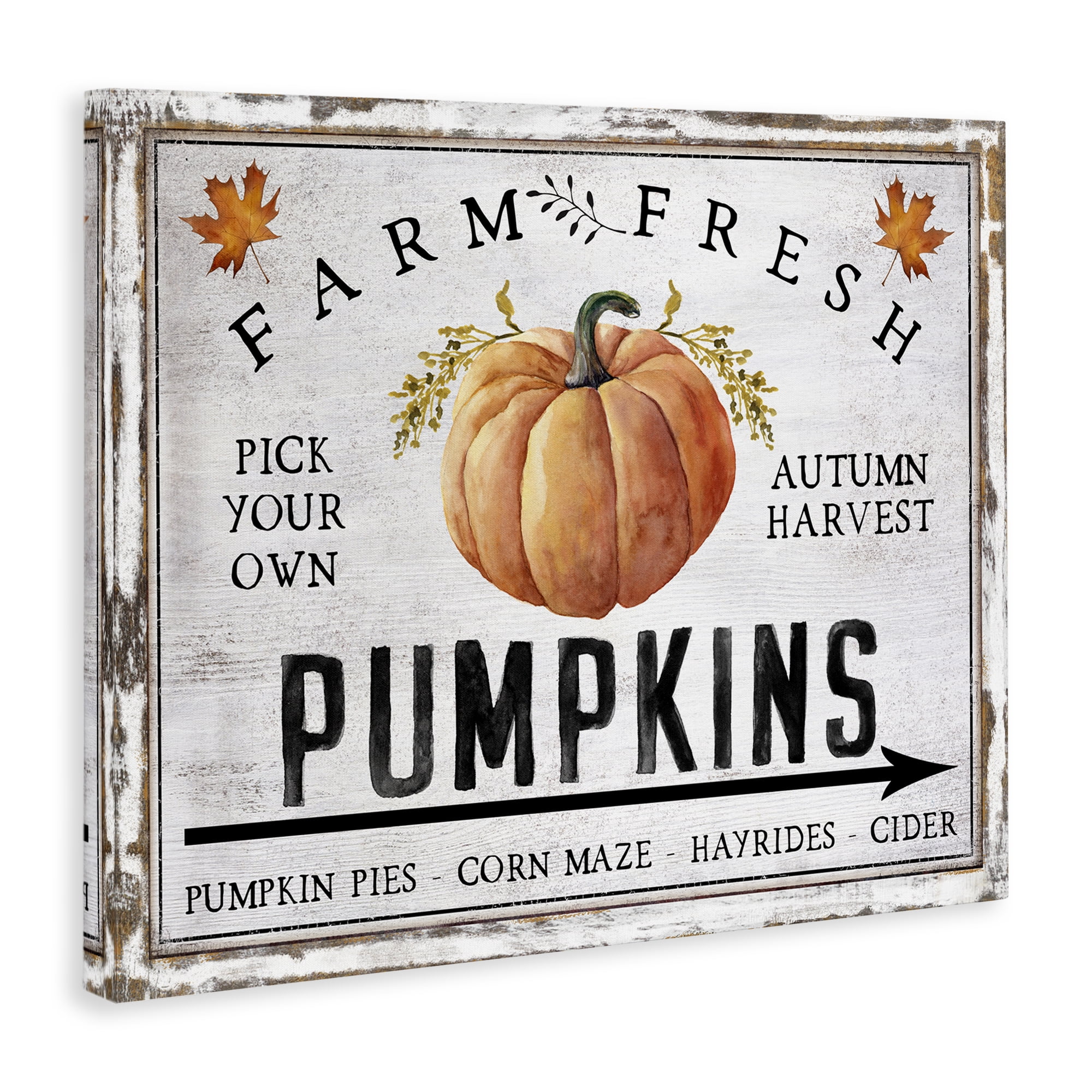 Stupell Industries Farm Fresh Pumpkin Holiday Painting Gallery Wrapped Canvas Art Prints Wall Art, 20 x 16