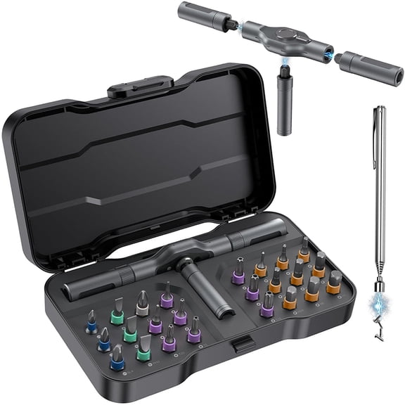 24 in 1 Magnetic Screwdriver Set, DIY Ratchet Screwdriver Set, multi-functional Mini Removable Self-Assembly Precision Screwdriver Tool Kit for Furniture Computer Bicycle.