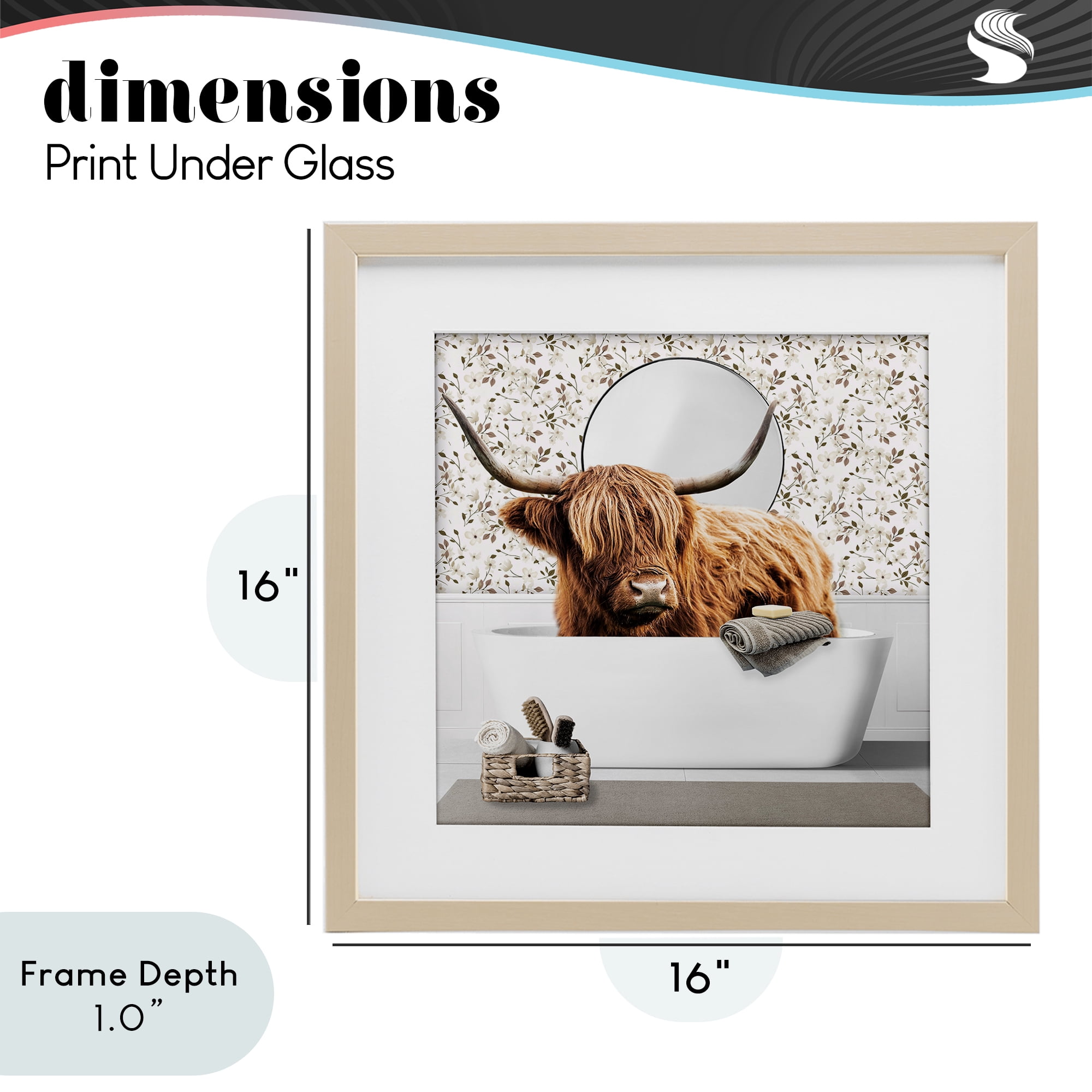 Stupell Industries Boho Cattle Bath Time Birch Framed Print Under Glass, design by CAD Designs