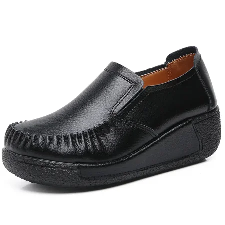 

Women‘s Wedge Platform Shoes Solid Color Lightweight Slip On Shoes Non Slip Loafer Shoes