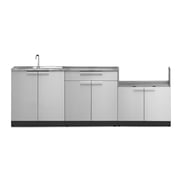 NewAge Products Outdoor Kitchen 4 Piece Cabinet Set in Stainless Steel with Countertop and Covers