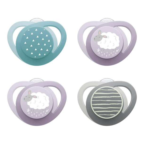 Chupete NUK de ortodoncia sin BPA que brilla en la oscuridad, 0-6 m, paquete de 4 unidades
