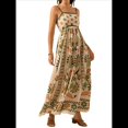 thumbnail image 1 of Vestido Maxi Floral de Verano 2025 para Mujer, Sin Mangas, con Tirantes Finos, Estampado, Fruncido, Estilo Bohemio, para Playa Verde XXL, 1 of 6