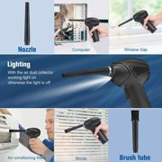 Compressed Air Duster, Cordless Electric Air Blower with LED Lighting for Computer, 2-Gear Adjustable Power Dust Cleaner, Rechargeable Portable Mini Blower for Electronics, Keyboard, PC & Car