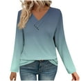 thumbnail image 4 of VgaVtl T Shirts for Women Plus Size Long Sleeve V-Neck Tops for Women Loose Green Gradient Color Workout Button Casual Shirts,M, 4 of 7