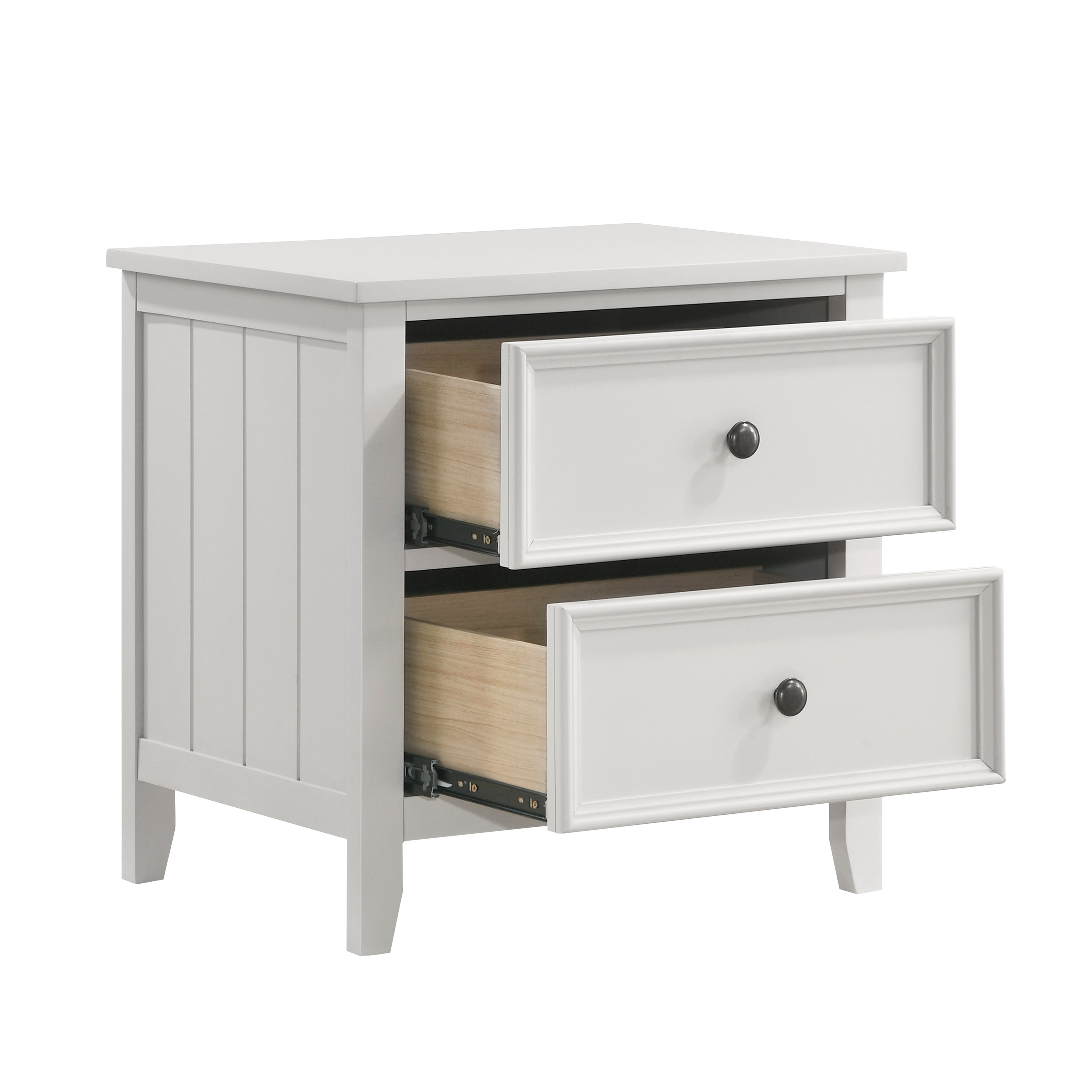 Classic Nightstand, 2 Drawers Storage 1pc Bedside Table