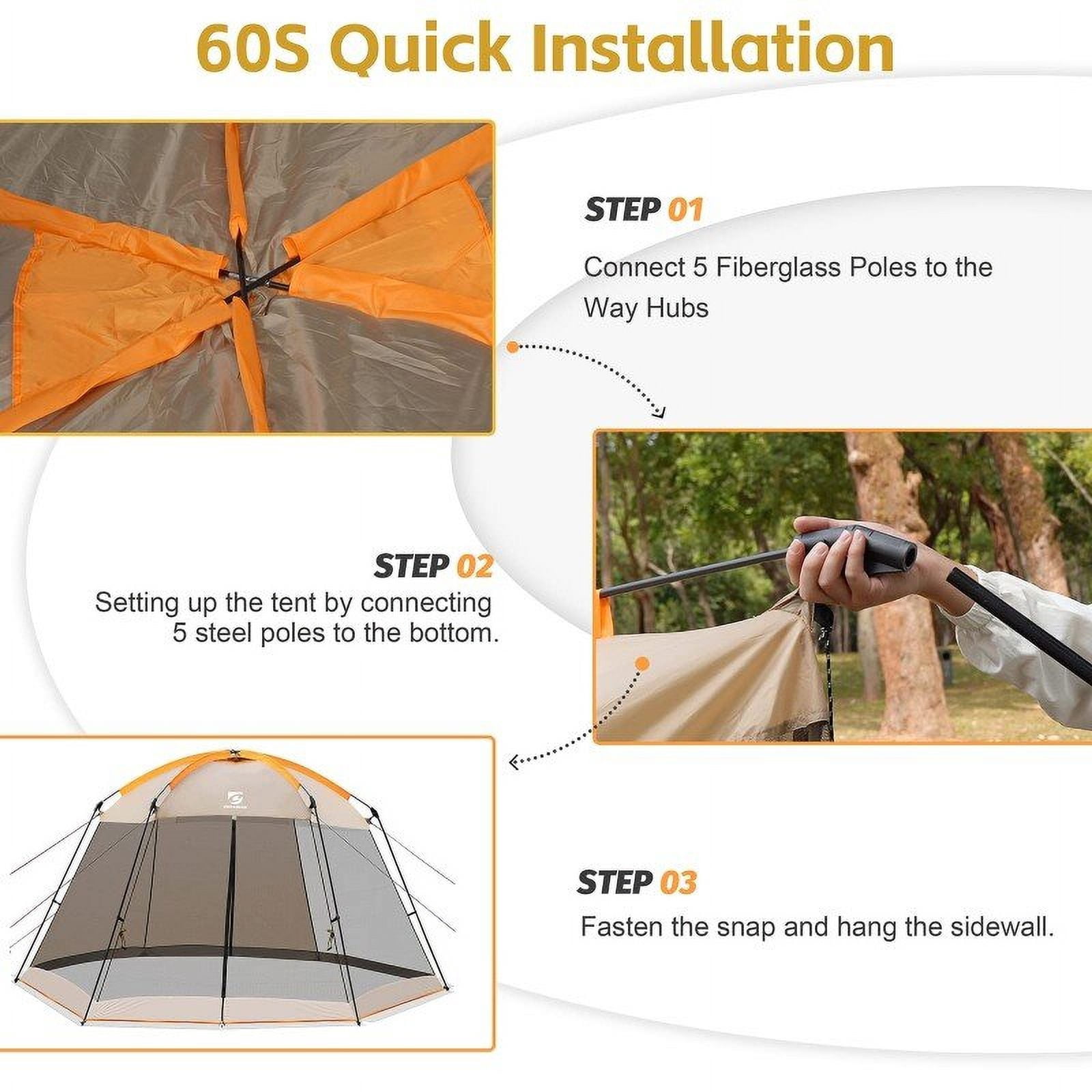 Screen House Mesh Mosquito Tent 15x13 ft UPF 50+ Canopy Shelter Shade Easy Setup & Waterproof with Sidewall