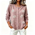 thumbnail image 5 of WCJM Women's Casual Outerwear Cardigan Long Sleeve Button Down Crewneck Knit Fall Top (Light Pink,L), 5 of 5