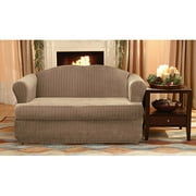 Sure Fit Stretch Pinstripe 2 Piece T-Cushion Loveseat Slipcover