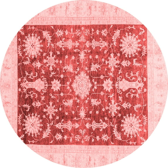 Ahgly Company Machine Washable Indoor Round Oriental Red Traditional Area Rugs, 5' Round