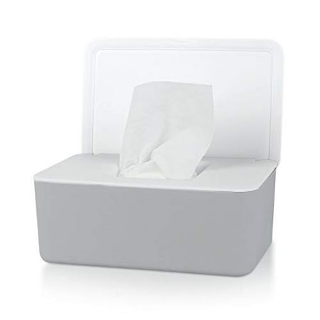 Whiidoom Diaper Wipes Dispenser Wipes Holder, Wipes Tissue Case Keeps Wipes Fresh Tissue Wipes Container with Lid (Grey)