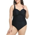 thumbnail image 3 of Qiylii Plus Size Women's Tummy Control One Piece Swimsuit, Sleeveless Ruched Solid Color Monokini Swimwear Bathing Suit XL 2XL 3XL 4XL 5XL, 3 of 9