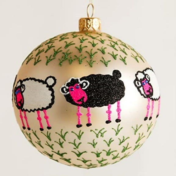 Baa Baa Black Sheep Ball Polish Glass Christmas Tree Ornament