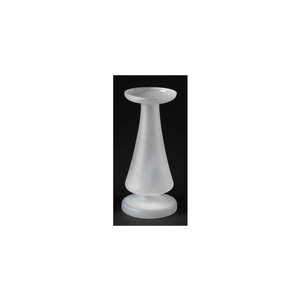 9" Contemporary Sleek White Frosted Glass Pillar Candle Holder