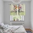 thumbnail image 6 of 2 Panels Kitchen Tier Curtains 39 Inch Length, Watercolor Flowers Grommets Window Treatment Curtain, Spring Floral Sage Green Stripes Check Thermal Curtains Drapes for Living Room/Bathroom, 6 of 9