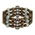 thumbnail image 3 of 2028 Jewelry Boho Burnished Brass Blue Lagoon Aurora Borealis Stretch Bracelet, 3 of 3