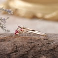 thumbnail image 3 of Ruby Wedding Band Rose Gold Moissanite Ring Curved Wedding Band Cluster Promise gift for Women, 3 of 5