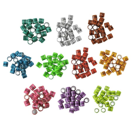 100pcs 8mm Bird Leg Rings Dove Leg Bands for Racing Finch Canary, Reusable , Mixed Color, 8x11mm
