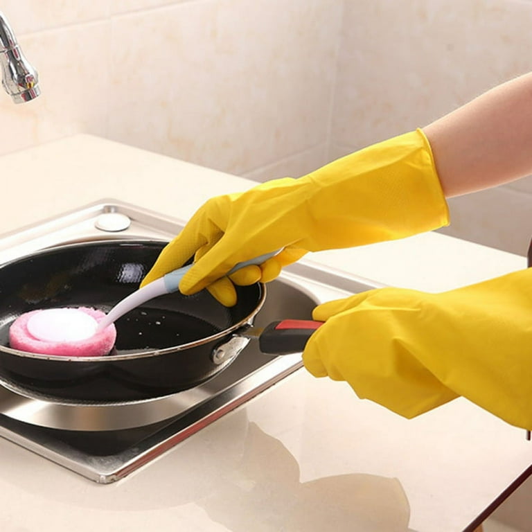 Silicone Dishwashing Gloves Reusable Dish Gloves Cleaning Brush
