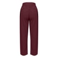 thumbnail image 5 of Red Womens Sweatpants Women's Cotton and Linen Elastic Waistband High Waistband Pocket Pants Side Buttons Nine Point Pants Loose Casual Pants Straight Leg Pants Casual Pants Women, 5 of 5
