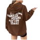 thumbnail image 3 of Gibobby Túnica de moda Sudaderas informales holgadas para mujer, Top de con bloqueo de color con capucha, suéter estampado cálido de manga larga （Marrón， S), 3 of 5