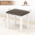thumbnail image 3 of Gymax 2PCS Vanity Stool Chair Solid Wood Ottoman Set w/ Padded Seat Cushion Gray, 3 of 9