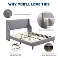 thumbnail image 4 of Queen Size Bed Frame, Platform Bed Frame with Upholstered Headboard, Modern Deluxe Wingback, Wood Slat Support, Mattress Foundation, 4 of 8