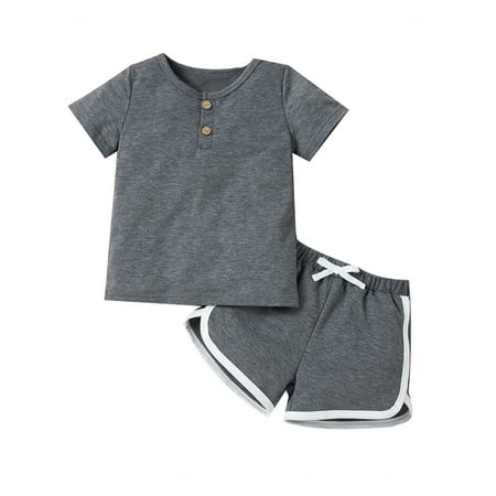 

LAPAKIDS Toddler Baby Boy Girls Outfit Casual Short Sleeve T-shirt + Shorts 2PCS Summer Clothes 3-4T