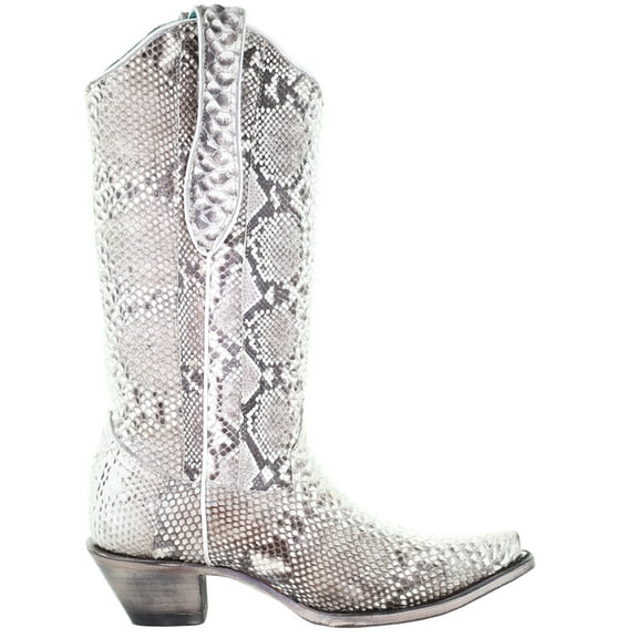 Corral Boots Womens Snakeskin Snip Toe Pull On Cowboy  Mid Calf Dress Boots