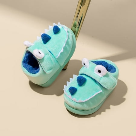 

Fashion Autumn And Winter Cute Boys And Girls Slippers Flat Soft And Comfortable Cartoon Dinosaur Shape Mint Green 160