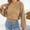 Khaki, variant on Women's Cable Knit Pullover Sweater, Crew Neck Balloon Long Sleeve Diamond Pattern Warm Casual Knit Jumper for Fall Yellow
