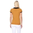 thumbnail image 4 of YEMAK Women's Meow Cat Contrast Collar Short Sleeve Pullover Sweater MK3591MEOW-CAMEL/BLACK-M, 4 of 5