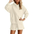 thumbnail image 2 of Track Suits for Women Set 2025 Long Sleeve Basic Hoodie and Shorts 2 Piece Matching Sweatsuit Lounge Set, 2 of 5