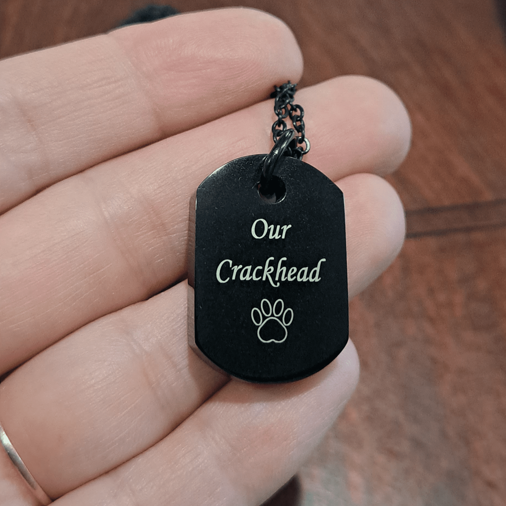 Custom Cremation Jewelry Black Stainless Steel Dog Paw Ash Urn Pendant Necklace