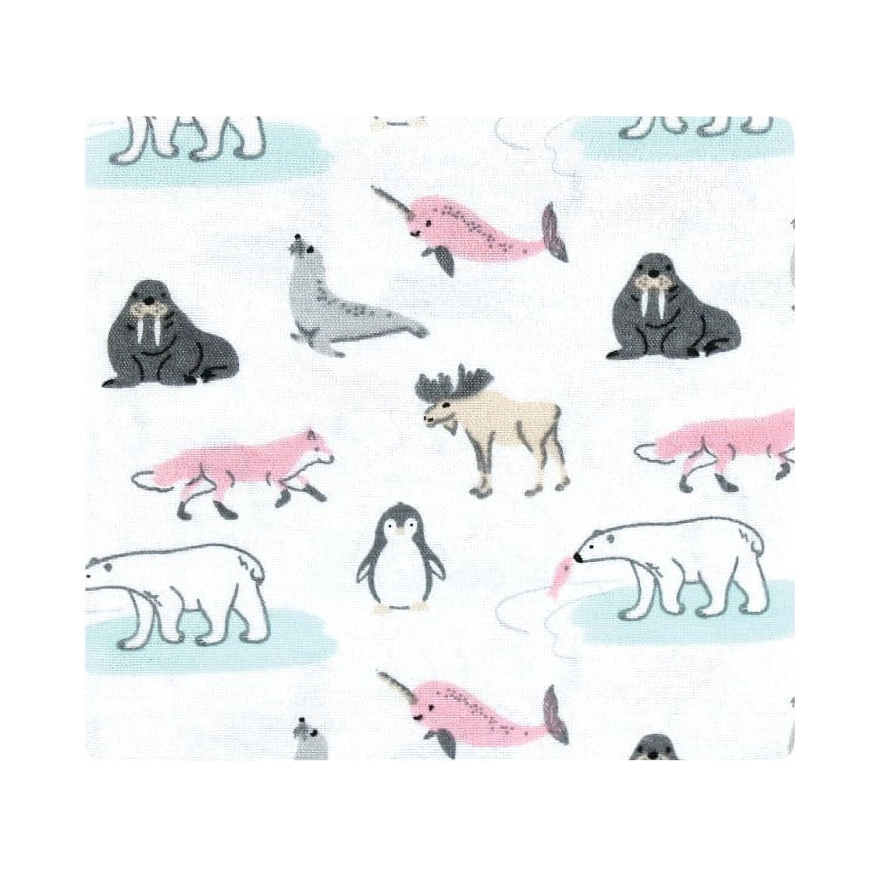 Hudson Baby Infant Girl Cotton Flannel Receiving Blankets Bundle, Girl Arctic Animals, One Size