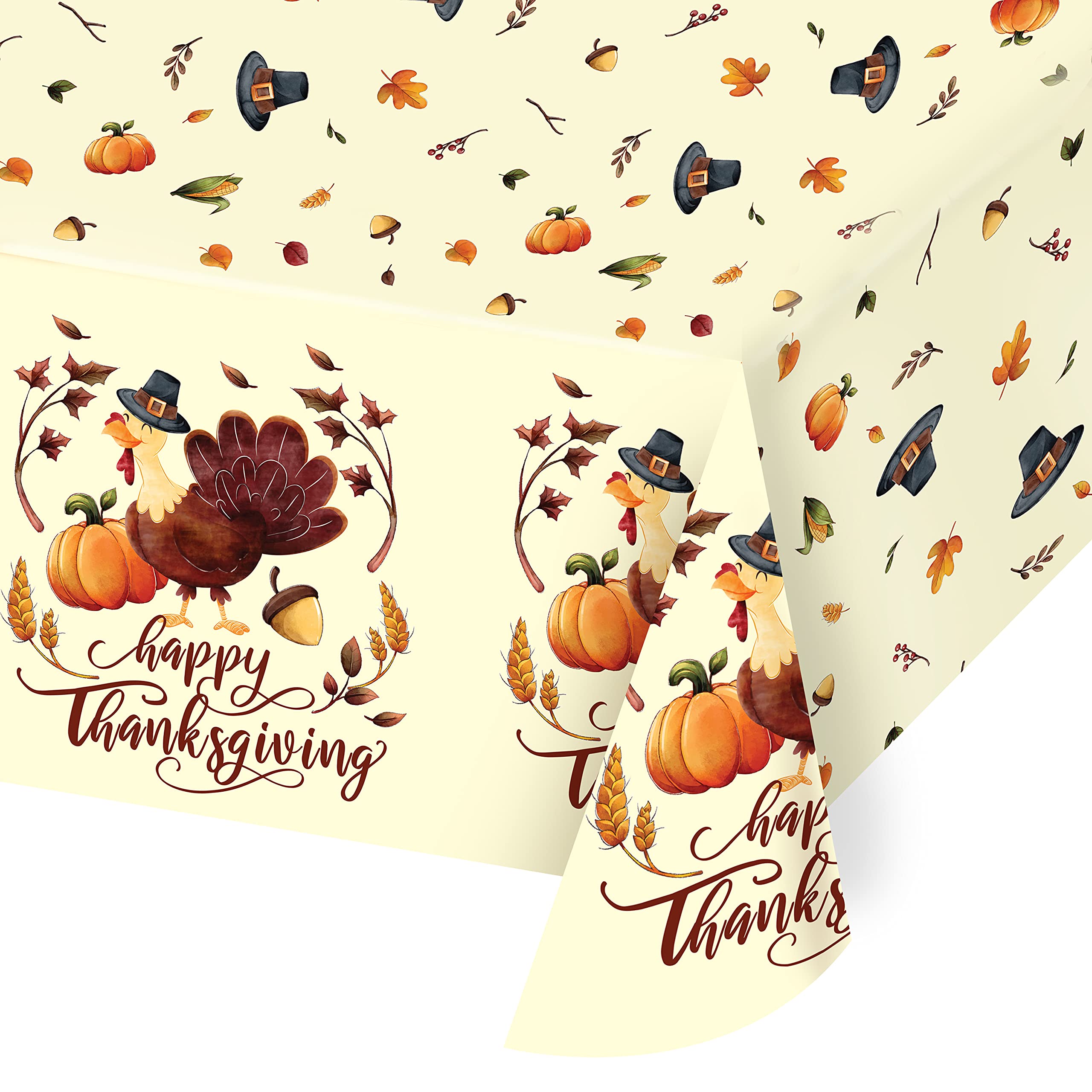 Thanksgiving Tablecloth Disposable, Plastic Rectan