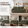 thumbnail image 6 of 81" 3 Seater Sofa, Tech Breathable Faux Leather Tufted Couch with Wide Armrests for Living Room, Apartment, Office (Olive Green), 6 of 8