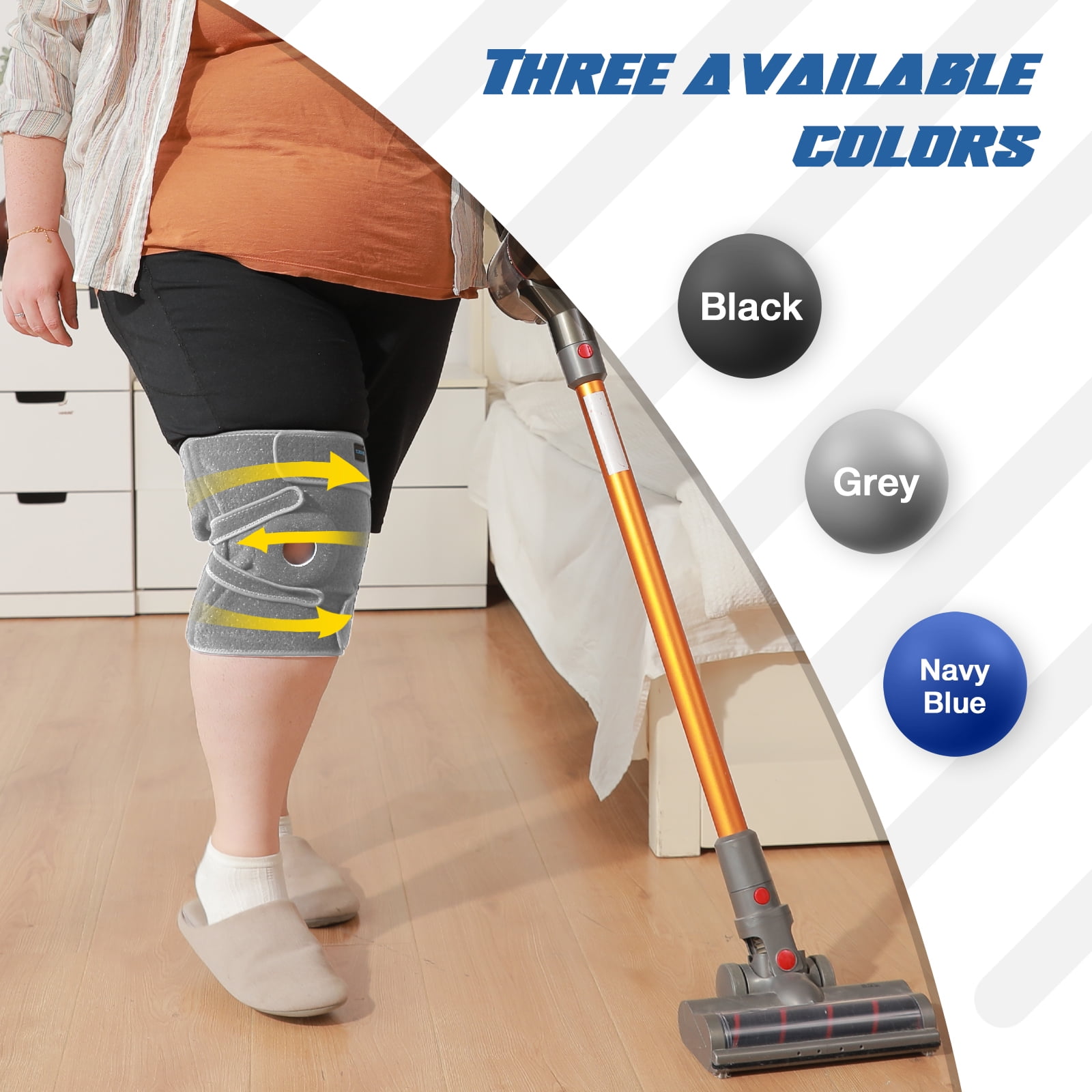 Nvorliy Plus Size Knee Brace for Knee Pain Plus Size (XL-8XL) - Extra Large Knee Brace with Side Stabilizers for Arthritis, Meniscus Tear, Knee Pain Relief, ACL, LCL, MCL (Grey)