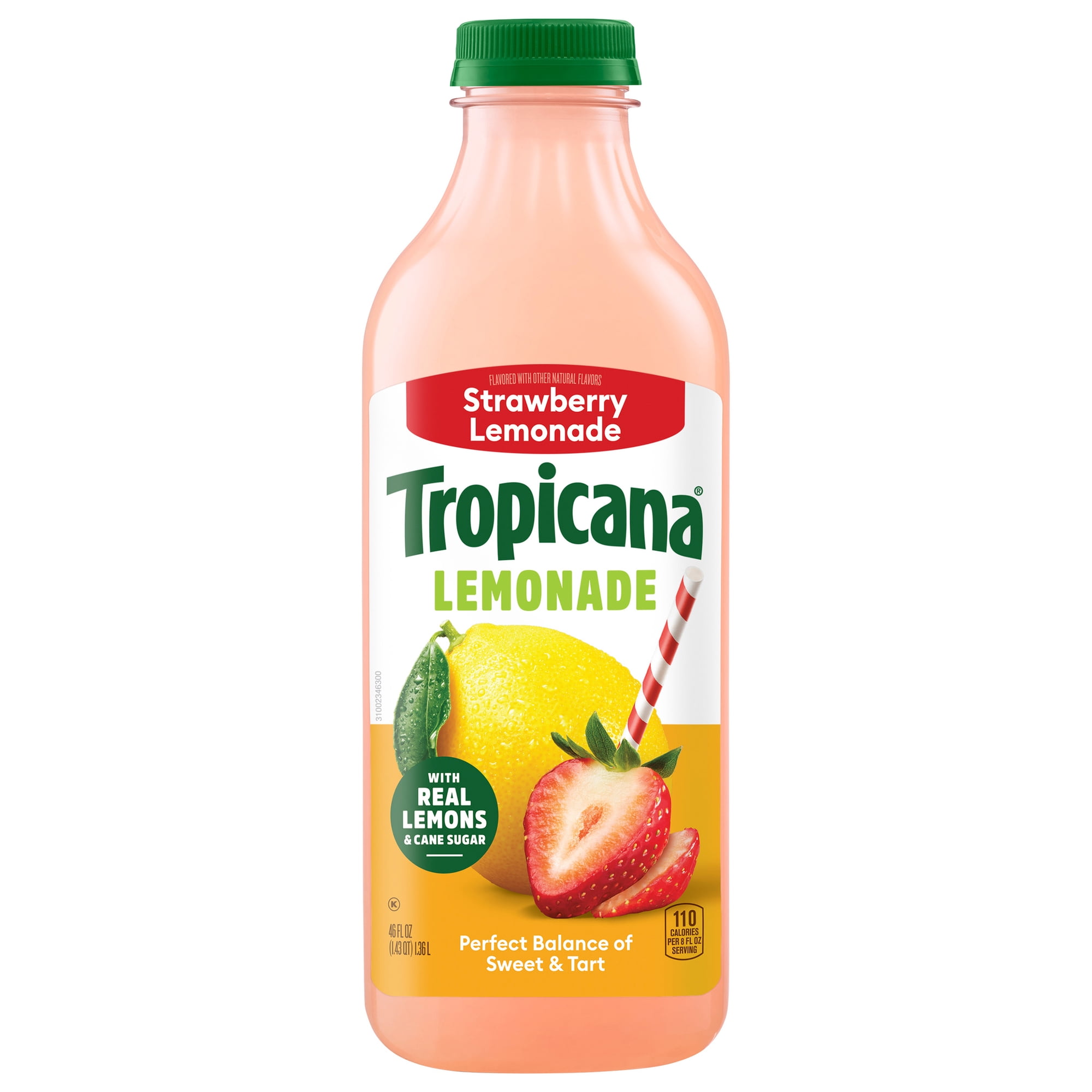 Tropicana Strawberry Lemonade, Made with Real Lemons, 46 fl oz Bottle
