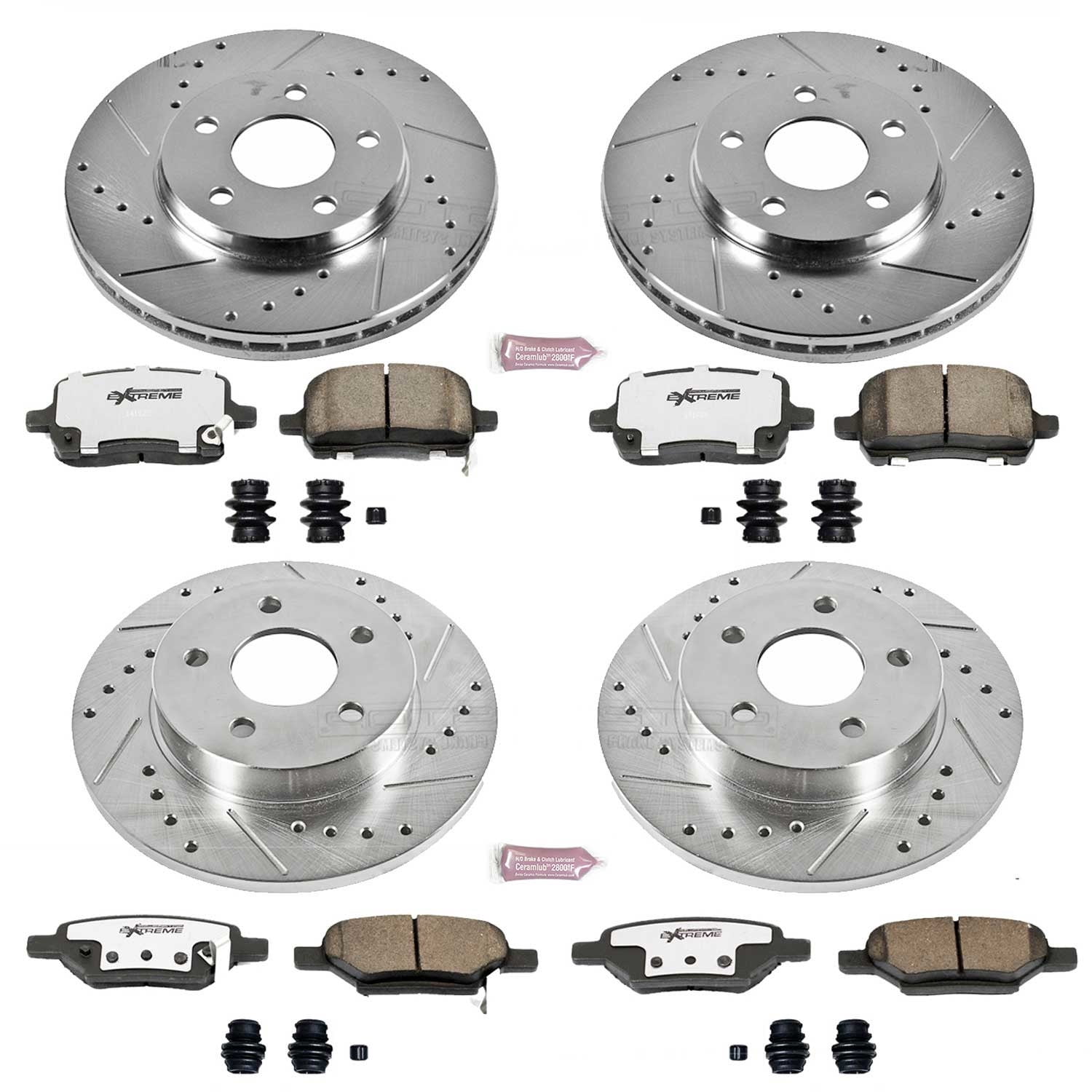 PowerStop Front and Rear Z26 Street Warrior Carbon-Fiber Ceramic Brake Pad and Drilled and Slotted Rotor Kit Fits: CHEVROLET PONTIAC Select Models K1618-26