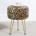 thumbnail image 4 of Home Soft Things Faux Fur Stool - Leopard - Gold Leg - 13x13x17", 4 of 6