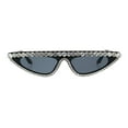 thumbnail image 1 of Womens Large Rhinestone Bling Flat Top Narrow Cat Eye Goth Sunglasses Black, 1 of 4