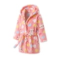 thumbnail image 3 of LYMAYTER 1-7Y Toddler Hoodie Robe for Kids Girls Fleece Warm Bathrobe Soft Cozy Mid Length Bathrobe Pajamas, 3 of 10