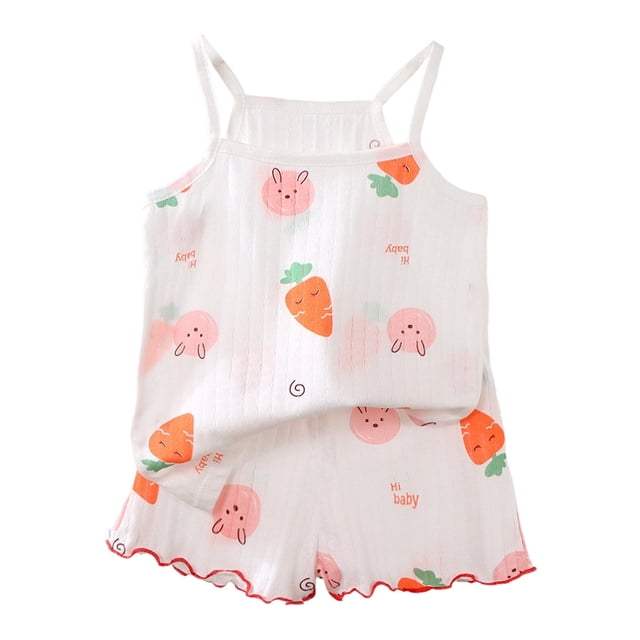 Hiiyo Pyjama d'Été pour Filles, Camisole et Short Mignons à Motif de Dessin Animé, Tenue de Nuit