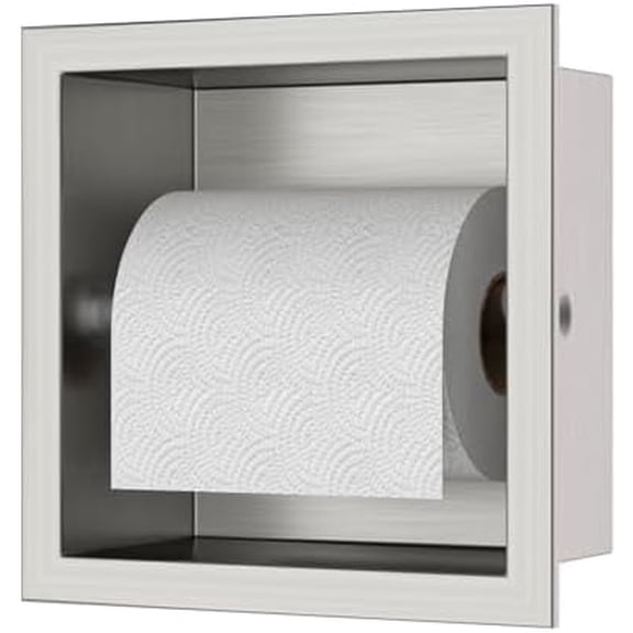 Recessed Toilet Paper Holder Build-in, in Wall Toilet Roll Holder Wall Mounted for Bathroom Renovation Stainless Steel Toilet Tissue Holder, Brushed Nickel