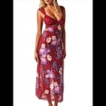 thumbnail image 1 of Vestidos Largos de Verano Y2K con Encaje, Retazos, , Estampado Floral, Escote Corazón, Espalda Descubierta y Abertura para Mujer Rojo S, 1 of 5