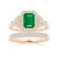 thumbnail image 4 of ANGARA Natural 1 Ct Aeon Vintage Style Emerald Halo Engagement Ring with Milgrain in 14K Rose Gold for Women (Size-7x5mm) | May Birthstone, Anniversary, Jewelry Gift for Women | Natural Emerald Ring, 4 of 9