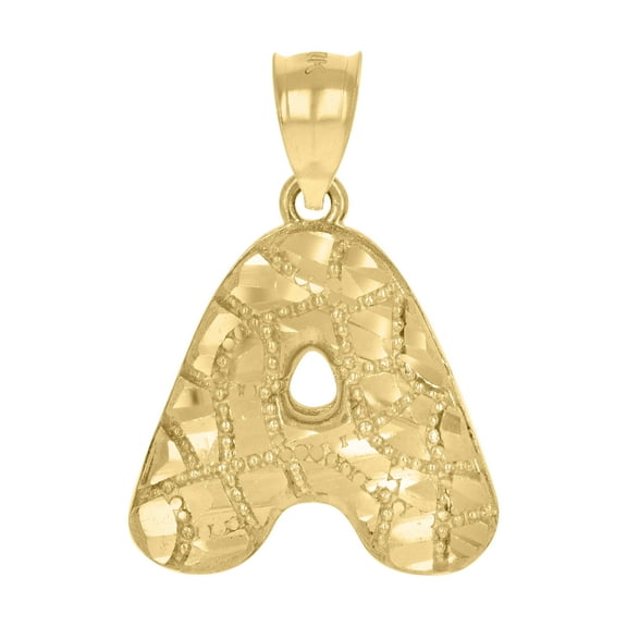 10k Yellow Gold Unisex Initial Alphabet A Nugget Charm Pendant